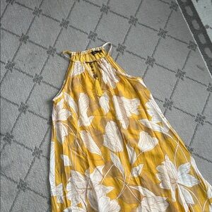 Mlle Gabrielle Yellow Halter Sundress with White Floral Accents